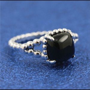 Pandora Black Stone Ring - Size 6 (52)